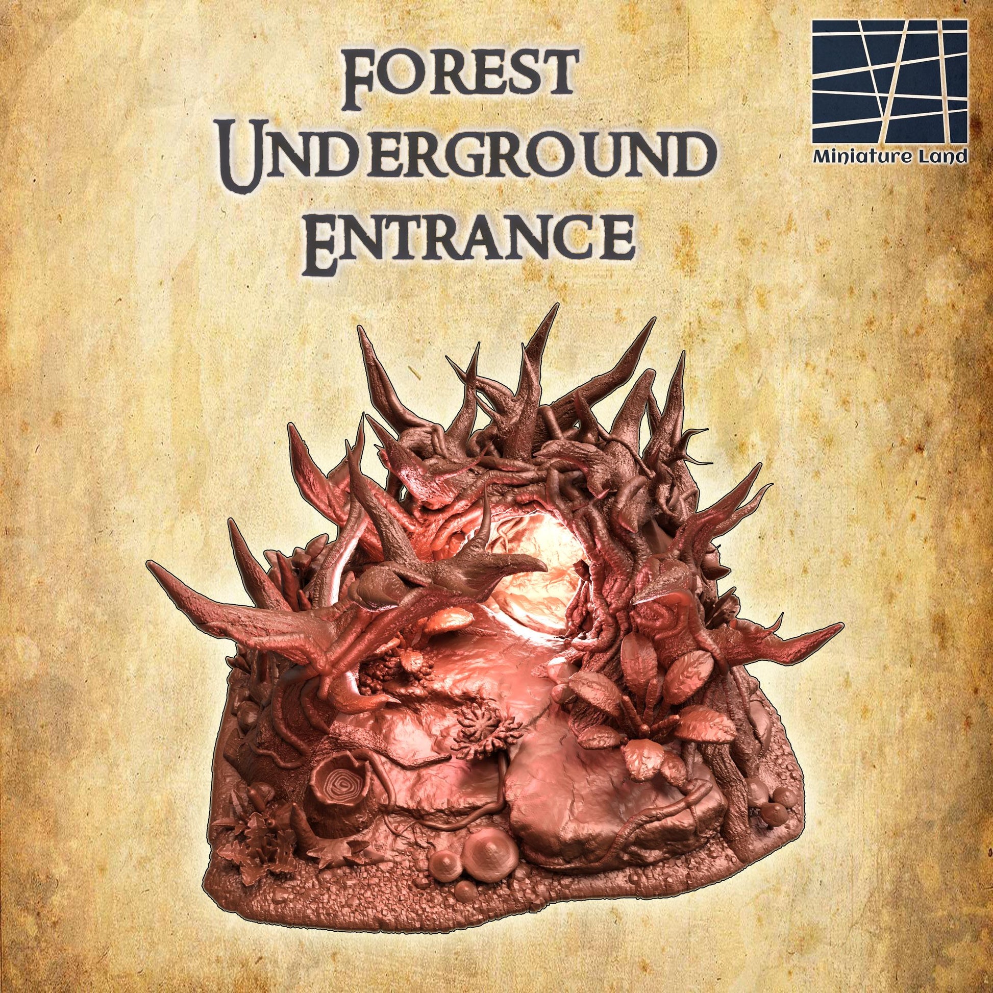 Forest Underground Entrance, Miniature Land | Dungeons and Dragons | Pathfinder | Table Top RPG | 3D Printed Model