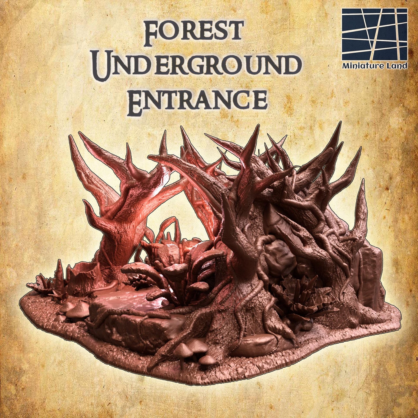 Forest Underground Entrance, Miniature Land | Dungeons and Dragons | Pathfinder | Table Top RPG | 3D Printed Model