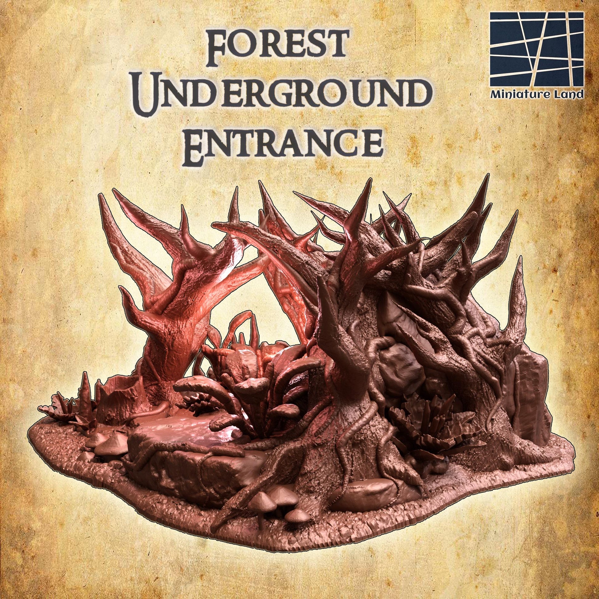Forest Underground Entrance, Miniature Land | Dungeons and Dragons | Pathfinder | Table Top RPG | 3D Printed Model
