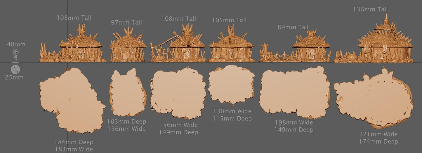 Goblin Huts, Miniature Land | Dungeons and Dragons | Pathfinder | Table Top RPG | 3D Printed Model
