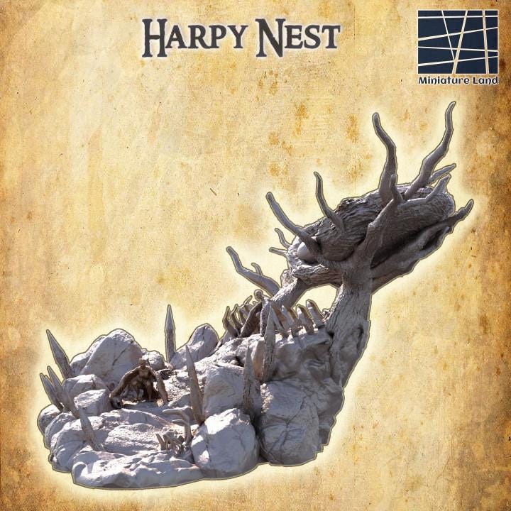 Harpy Nest, Miniature Land | Dungeons and Dragons | Pathfinder | Table Top RPG | 3D Printed Model