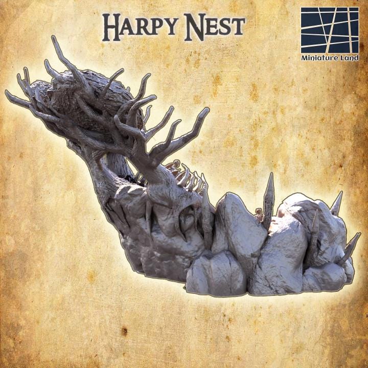 Harpy Nest, Miniature Land | Dungeons and Dragons | Pathfinder | Table Top RPG | 3D Printed Model