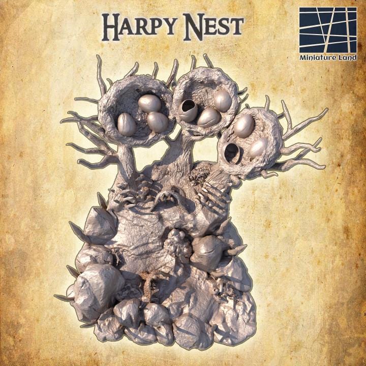 Harpy Nest, Miniature Land | Dungeons and Dragons | Pathfinder | Table Top RPG | 3D Printed Model