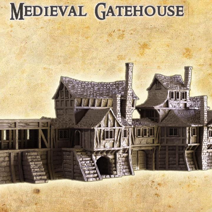 Medieval Gatehouse, Miniature Land | Dungeons and Dragons | Pathfinder | Table Top RPG | 3D Printed Model