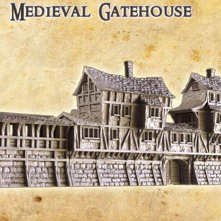Medieval Gatehouse, Miniature Land | Dungeons and Dragons | Pathfinder | Table Top RPG | 3D Printed Model