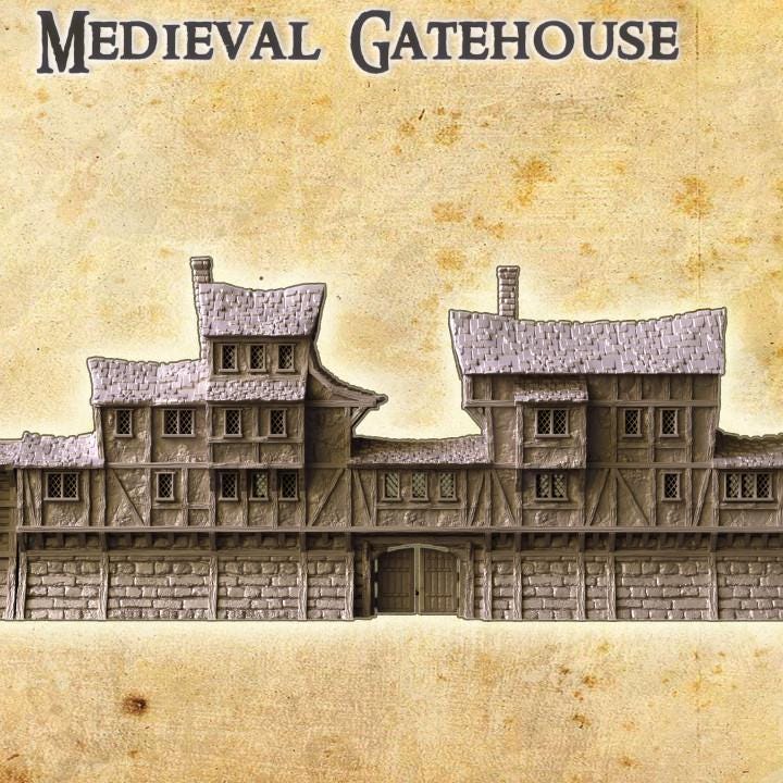 Medieval Gatehouse, Miniature Land | Dungeons and Dragons | Pathfinder | Table Top RPG | 3D Printed Model