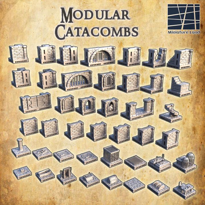 Modular Catacombs, Miniature Land | Dungeons and Dragons | Pathfinder | Table Top RPG | 3D Printed Model