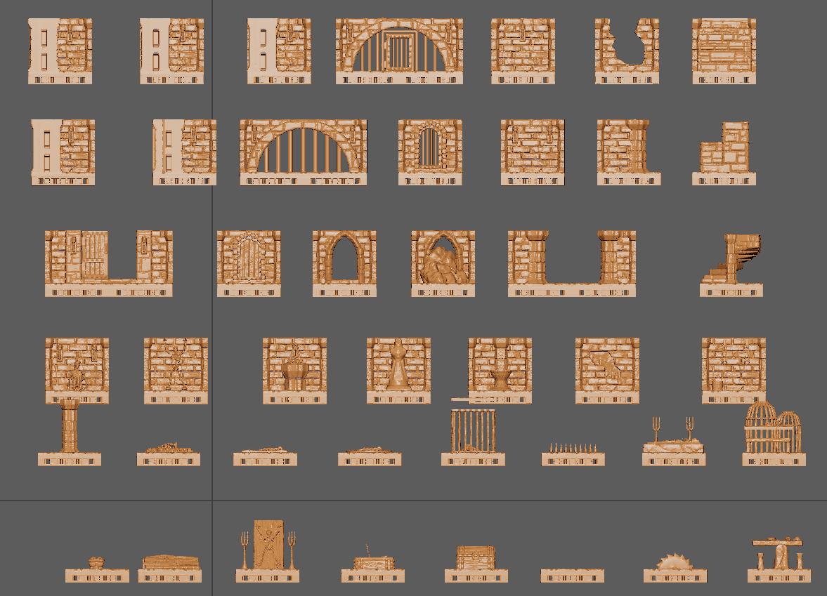 Modular Catacombs, Miniature Land | Dungeons and Dragons | Pathfinder | Table Top RPG | 3D Printed Model