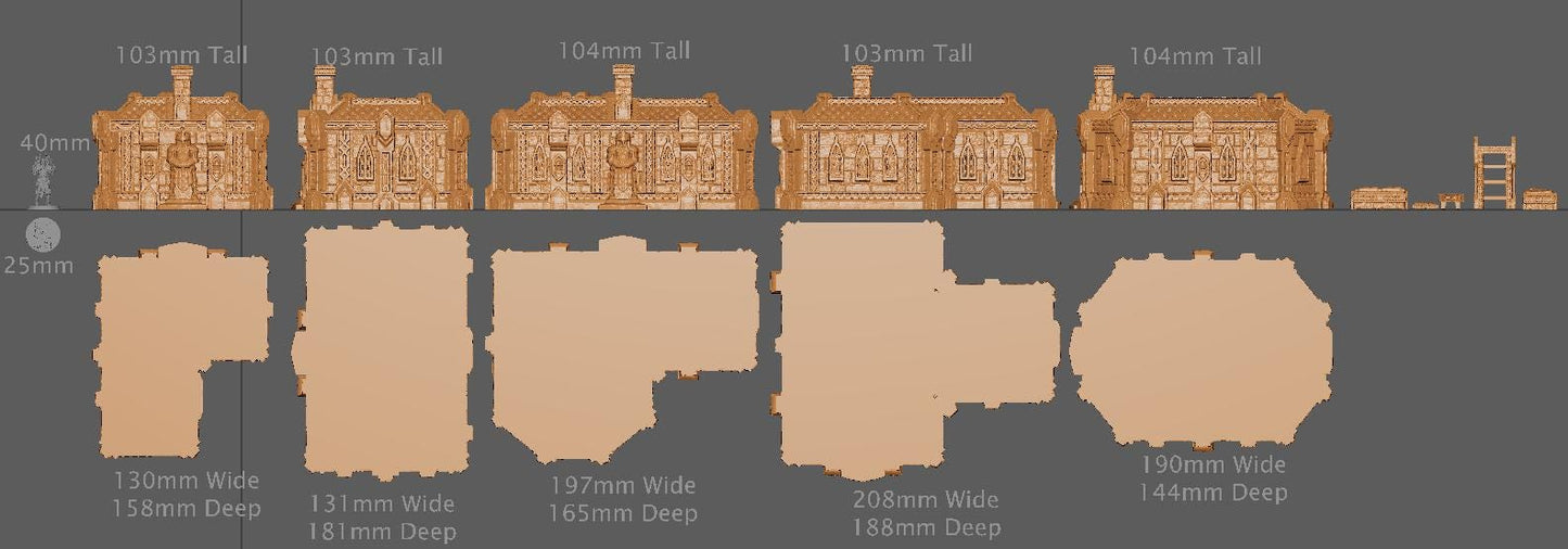 Modular Dwarf Homes, Miniature Land | Dungeons and Dragons | Pathfinder | Table Top RPG | 3D Printed Model