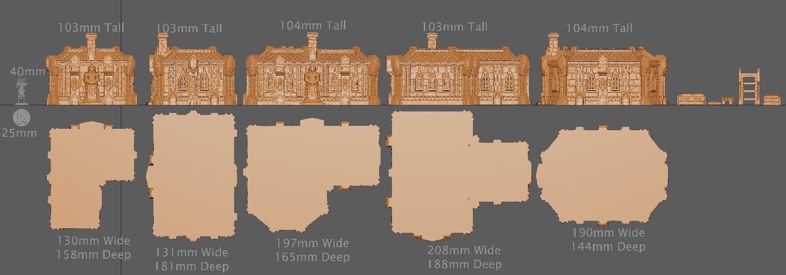 Modular Dwarf Homes, Miniature Land | Dungeons and Dragons | Pathfinder | Table Top RPG | 3D Printed Model