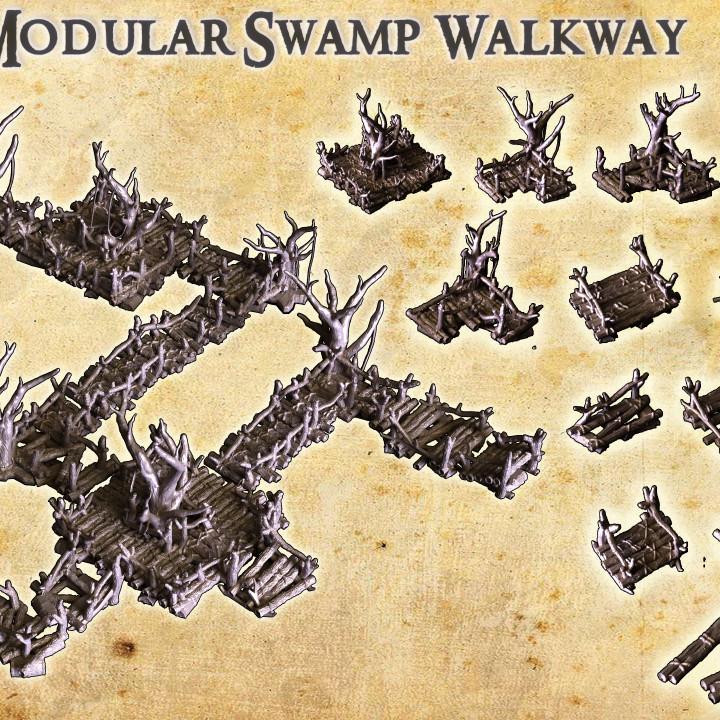Modular Swamp Paths, Miniature Land | Dungeons and Dragons | Pathfinder | Table Top RPG | 3D Printed Model