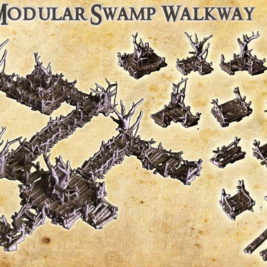 Modular Swamp Paths, Miniature Land | Dungeons and Dragons | Pathfinder | Table Top RPG | 3D Printed Model