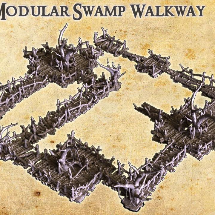 Modular Swamp Paths, Miniature Land | Dungeons and Dragons | Pathfinder | Table Top RPG | 3D Printed Model