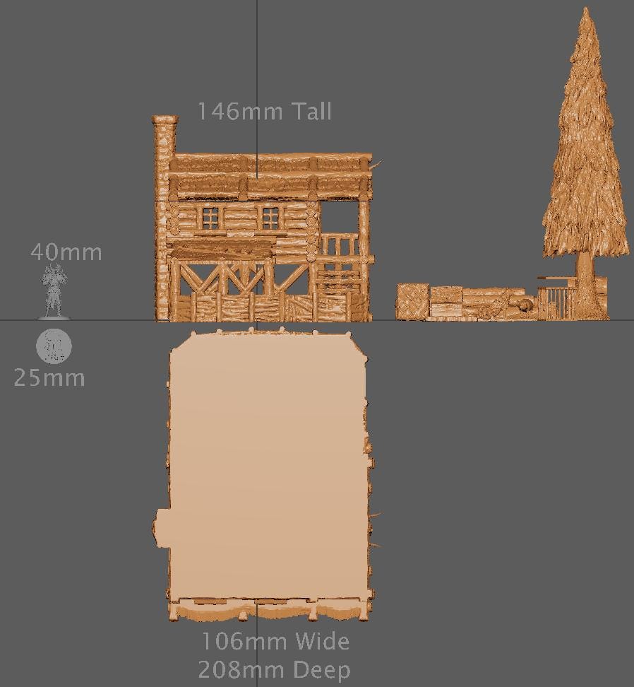 Hunters Cabin, Miniature Land | Dungeons and Dragons | Pathfinder | Table Top RPG | 3D Printed Model