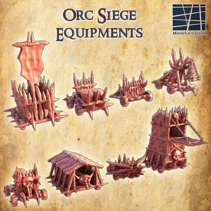 Orc Siege Equipment, Miniature Land | Dungeons and Dragons | Pathfinder | Table Top RPG | 3D Printed Model