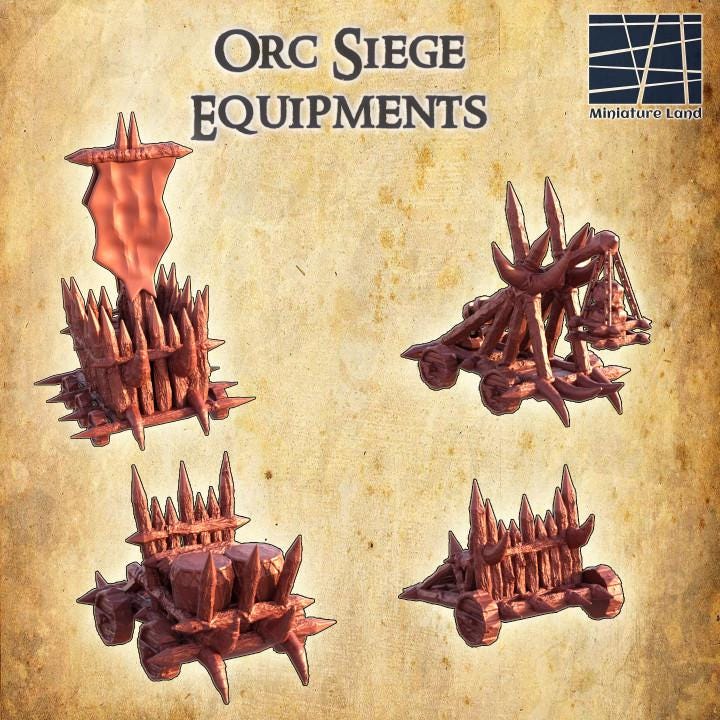 Orc Siege Equipment, Miniature Land | Dungeons and Dragons | Pathfinder | Table Top RPG | 3D Printed Model