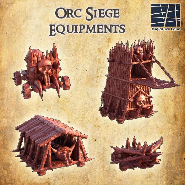 Orc Siege Equipment, Miniature Land | Dungeons and Dragons | Pathfinder | Table Top RPG | 3D Printed Model