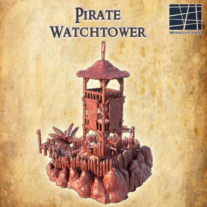 Pirate Watch Tower, Miniature Land | Dungeons and Dragons | Pathfinder | Table Top RPG | 3D Printed Model