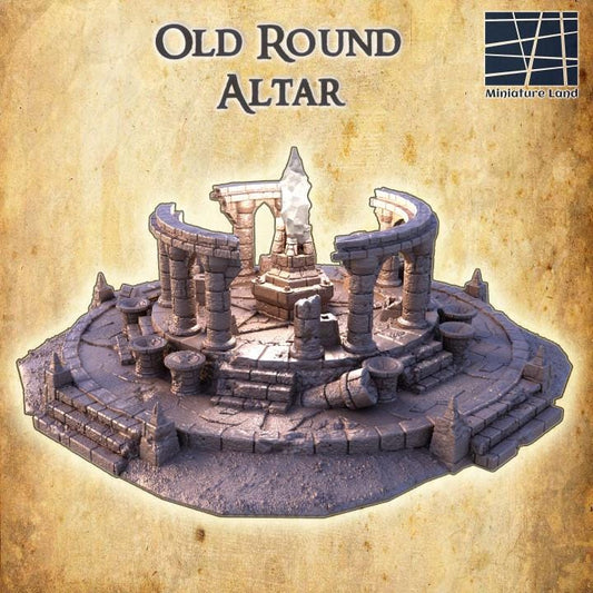 Old Round Altar, Miniature Land | Dungeons and Dragons | Pathfinder | Table Top RPG | 3D Printed Model