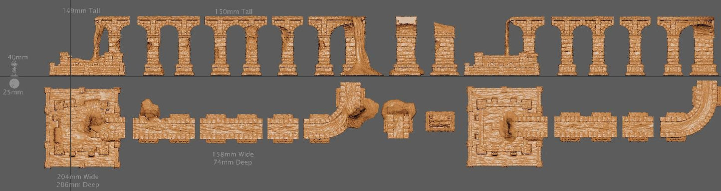 Ruined Aqueduct, Miniature Land | Dungeons and Dragons | Pathfinder | Table Top RPG | 3D Printed Model