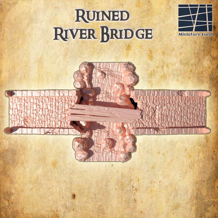 Ruined River Bridge, Miniature Land | Dungeons and Dragons | Pathfinder | Table Top RPG | 3D Printed Model