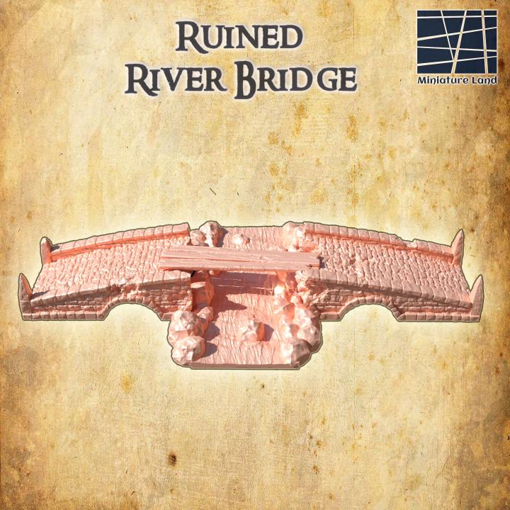 Ruined River Bridge, Miniature Land | Dungeons and Dragons | Pathfinder | Table Top RPG | 3D Printed Model