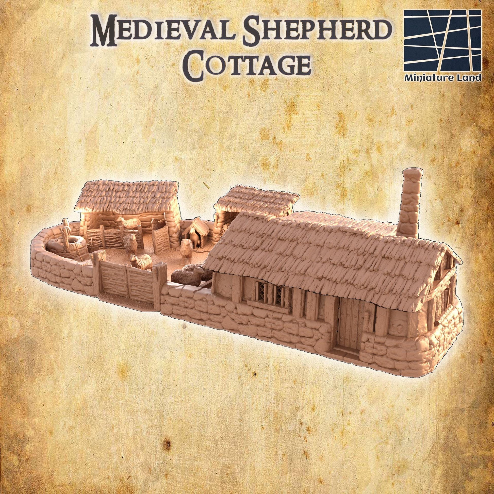 Shepherds Cottage, Miniature Land | Dungeons and Dragons | Pathfinder | Table Top RPG | 3D Printed Model