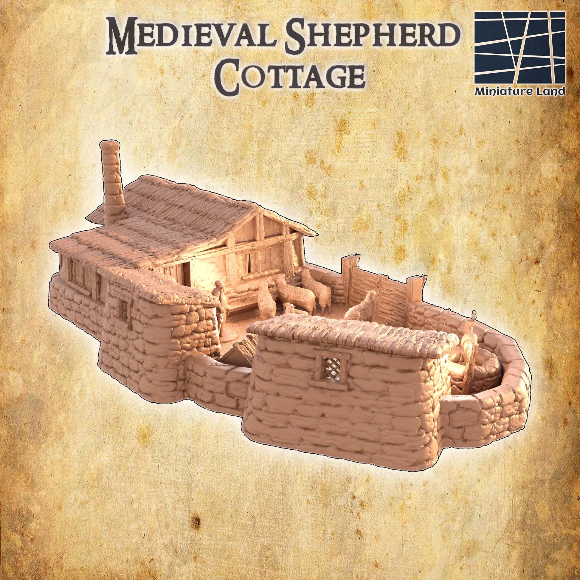 Shepherds Cottage, Miniature Land | Dungeons and Dragons | Pathfinder | Table Top RPG | 3D Printed Model