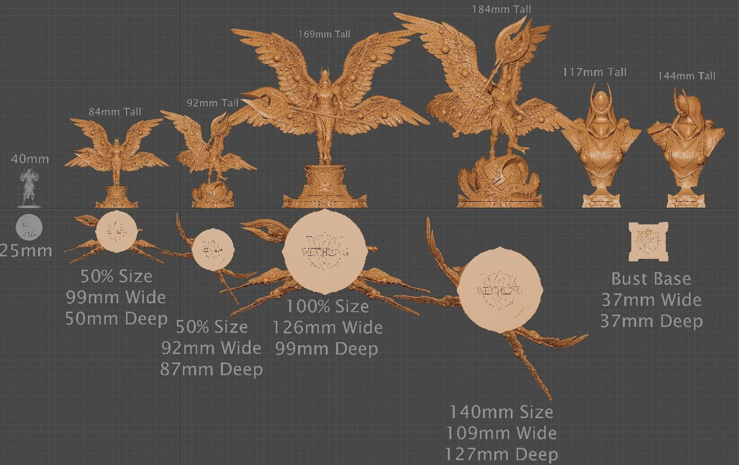 Nova Seraph, Bust Option, Witchsong Miniatures | Dungeons and Dragons | Pathfinder | Table Top RPG | 3D Printed Model
