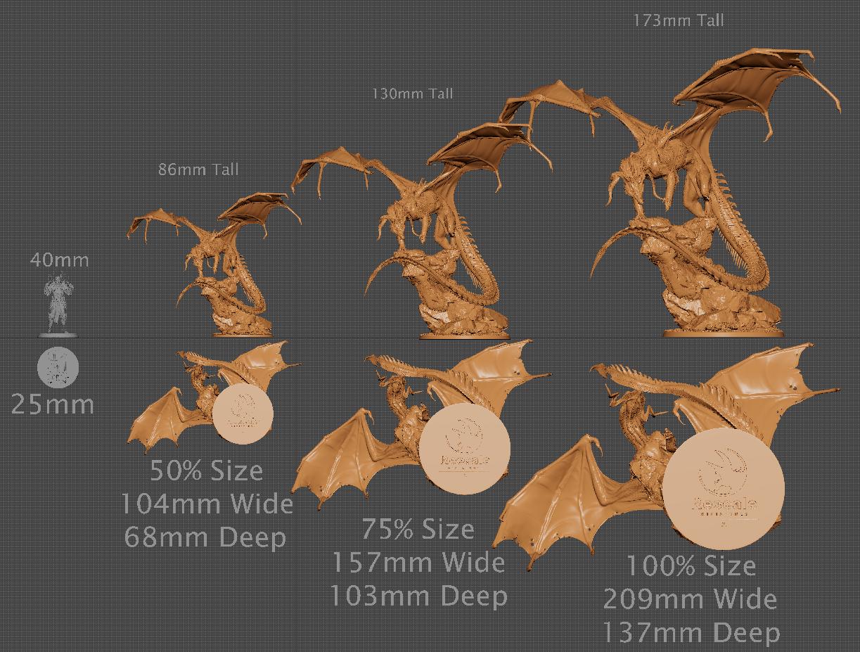 Black Dragon, Multiple Pose Options | Aussie 3D Printed Miniatures and Terrain