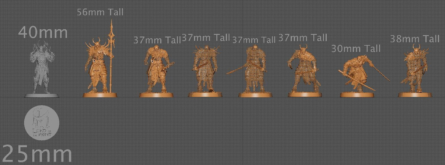 Oriental Skeletons, Pack 3, Lord of the Print | Dungeons and Dragons | Pathfinder | Table Top RPG | 3D Printed Model