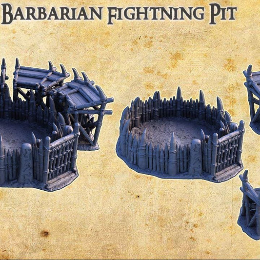Barbarian Fighting Pit, Miniature Land | Dungeons and Dragons | Pathfinder | Table Top RPG | 3D Printed Model