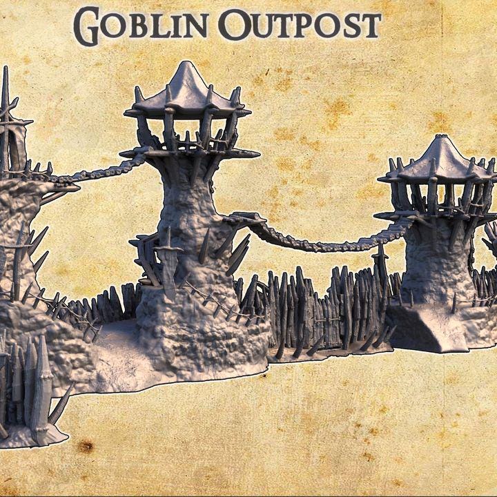 Goblin Outpost, Miniature Land | Dungeons and Dragons | Pathfinder | Table Top RPG | 3D Printed Model