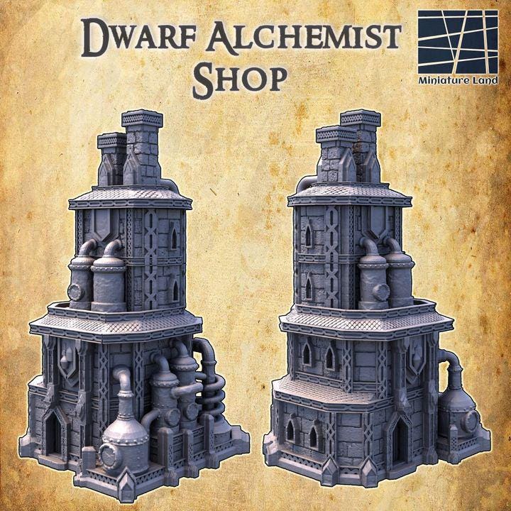 Dwarven Alchemist, Miniature Land | Dungeons and Dragons | Pathfinder | Table Top RPG | 3D Printed Model