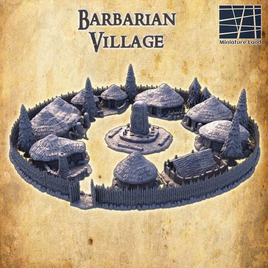 Barbarian Huts, Miniature Land | Dungeons and Dragons | Pathfinder | Table Top RPG | 3D Printed Model