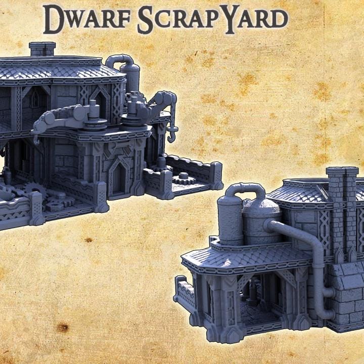 Dwarven Scrapyard, Miniature Land | Dungeons and Dragons | Pathfinder | Table Top RPG | 3D Printed Model