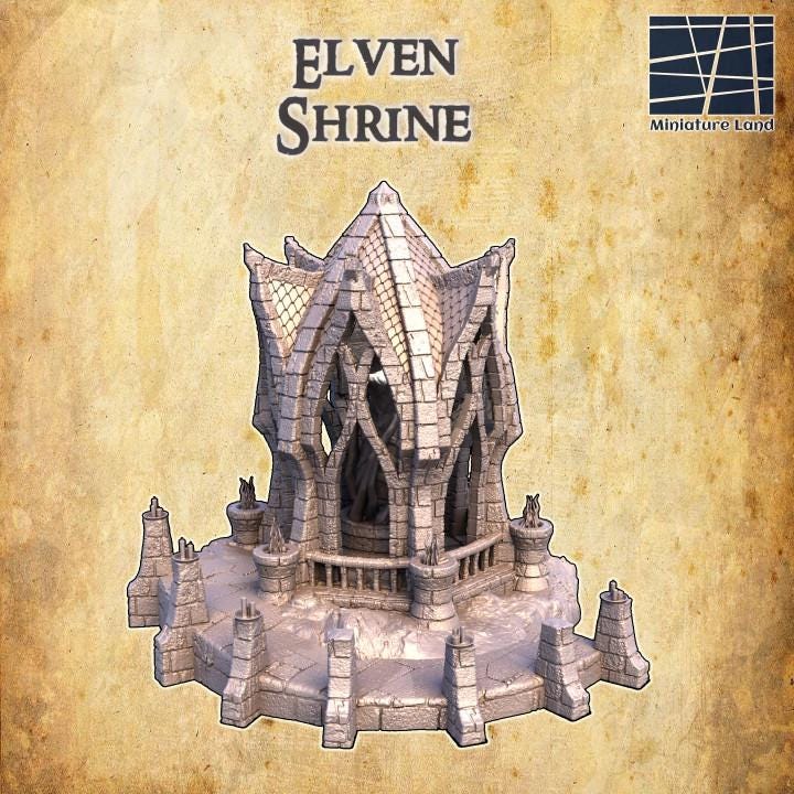 Elven Shrine, Miniature Land | Dungeons and Dragons | Pathfinder | Table Top RPG | 3D Printed Model