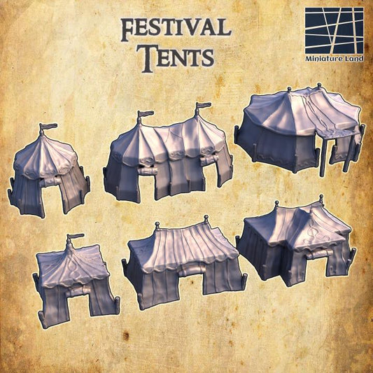 Festival Tents, Miniature Land | Dungeons and Dragons | Pathfinder | Table Top RPG | 3D Printed Model