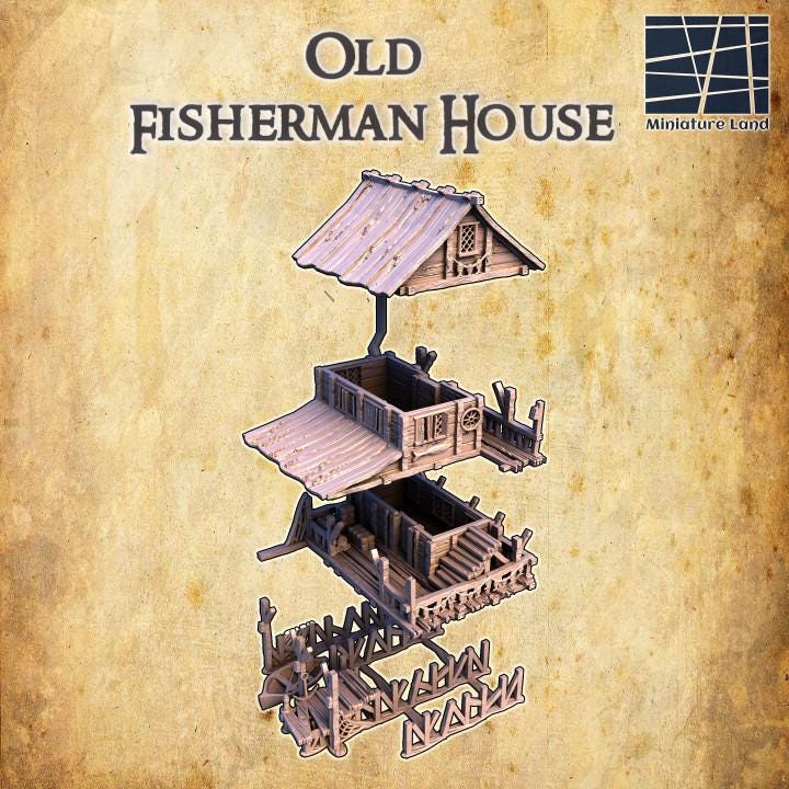 Old Fisherman Hut, Miniature Land | Dungeons and Dragons | Pathfinder | Table Top RPG | 3D Printed Model