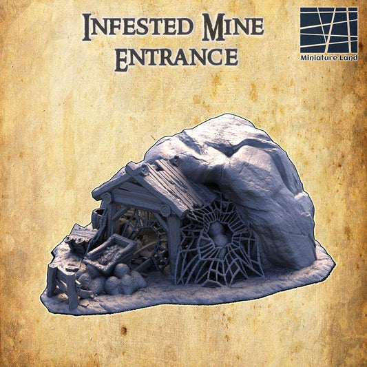 Infested Mine Entrance, Miniature Land | Dungeons and Dragons | Pathfinder | Table Top RPG | 3D Printed Model