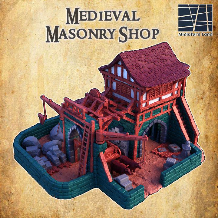 Medieval Masonry Shop, Miniature Land | Dungeons and Dragons | Pathfinder | Table Top RPG | 3D Printed Model