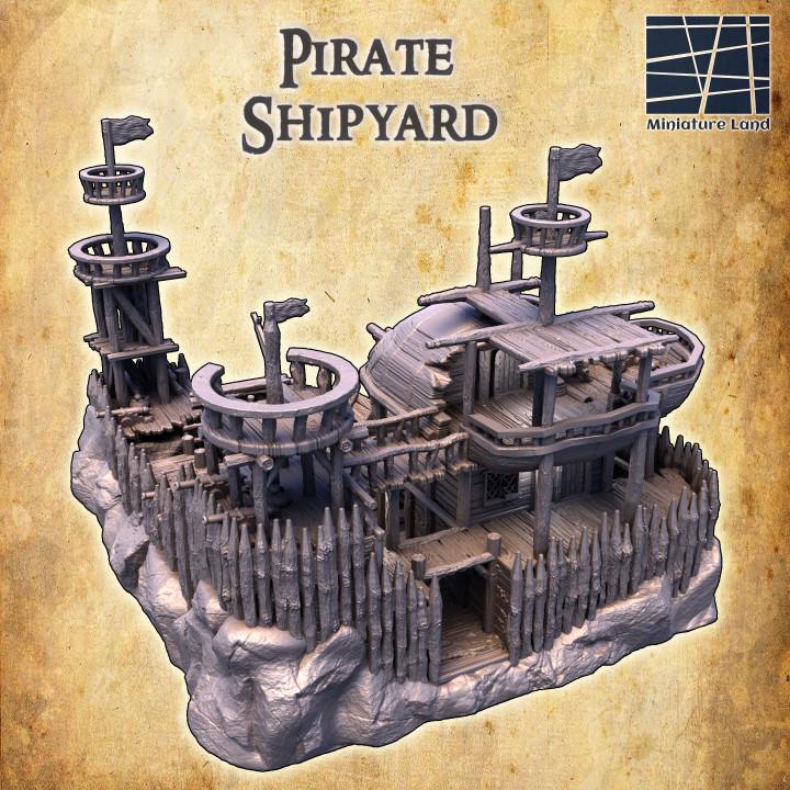 Pirate Shipyard, Miniature Land | Dungeons and Dragons | Pathfinder | Table Top RPG | 3D Printed Model