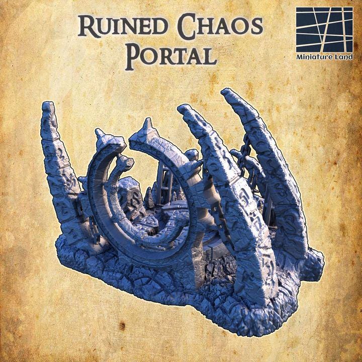 Ruined Chaos Portal, Miniature Land | Dungeons and Dragons | Pathfinder | Table Top RPG | 3D Printed Model