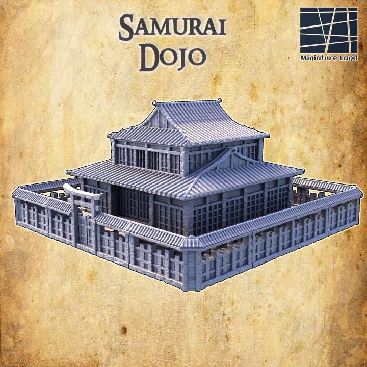 Samurai Dojo, Miniature Land | Dungeons and Dragons | Pathfinder | Table Top RPG | 3D Printed Model