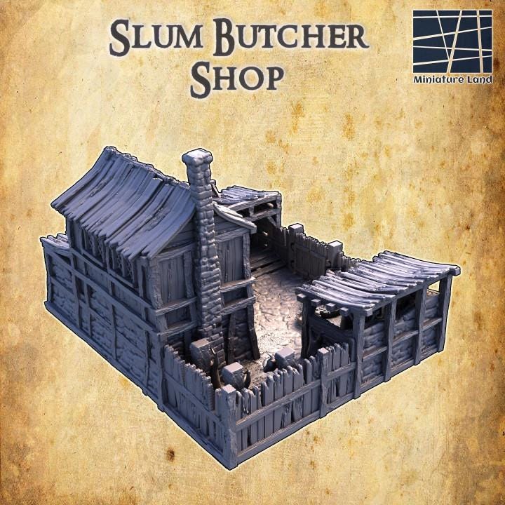 Slum District Butcher, Miniature Land | Dungeons and Dragons | Pathfinder | Table Top RPG | 3D Printed Model