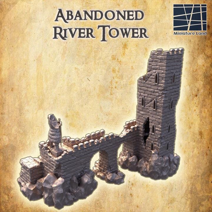 Abandoned River Tower | Aussie 3D Printed Miniatures and Terrain