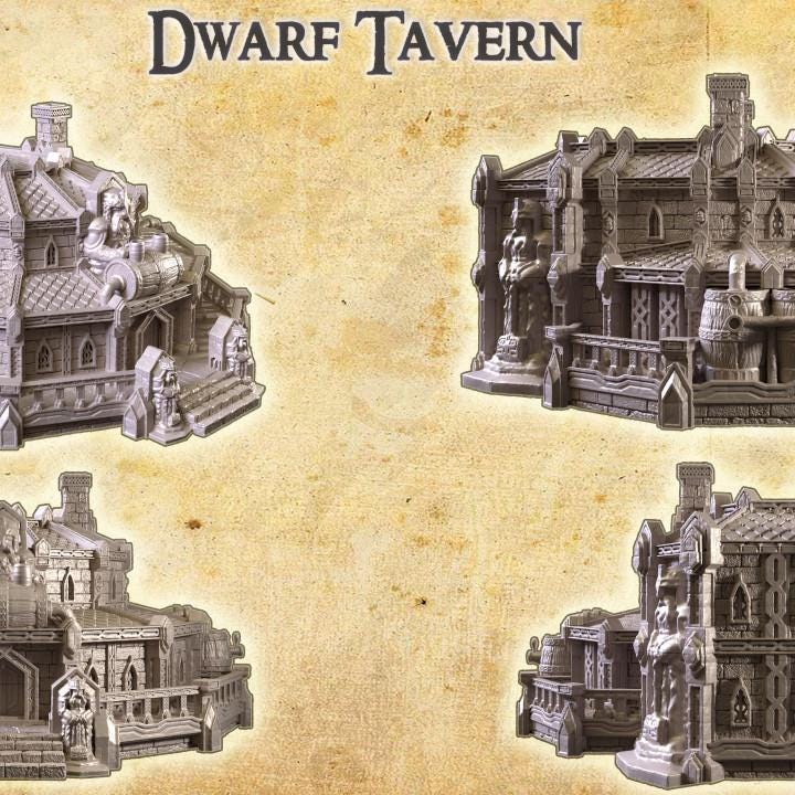 Dwarven Tavern, Miniature Land | Dungeons and Dragons | Pathfinder | Table Top RPG | 3D Printed Model