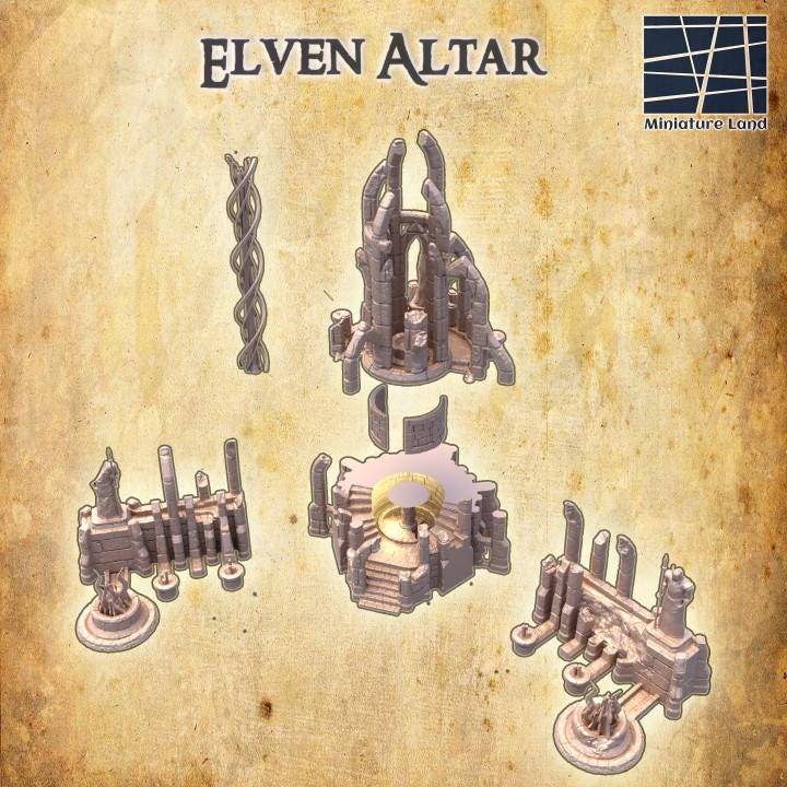 Elvish Altar, Miniature Land | Dungeons and Dragons | Pathfinder | Table Top RPG | 3D Printed Model