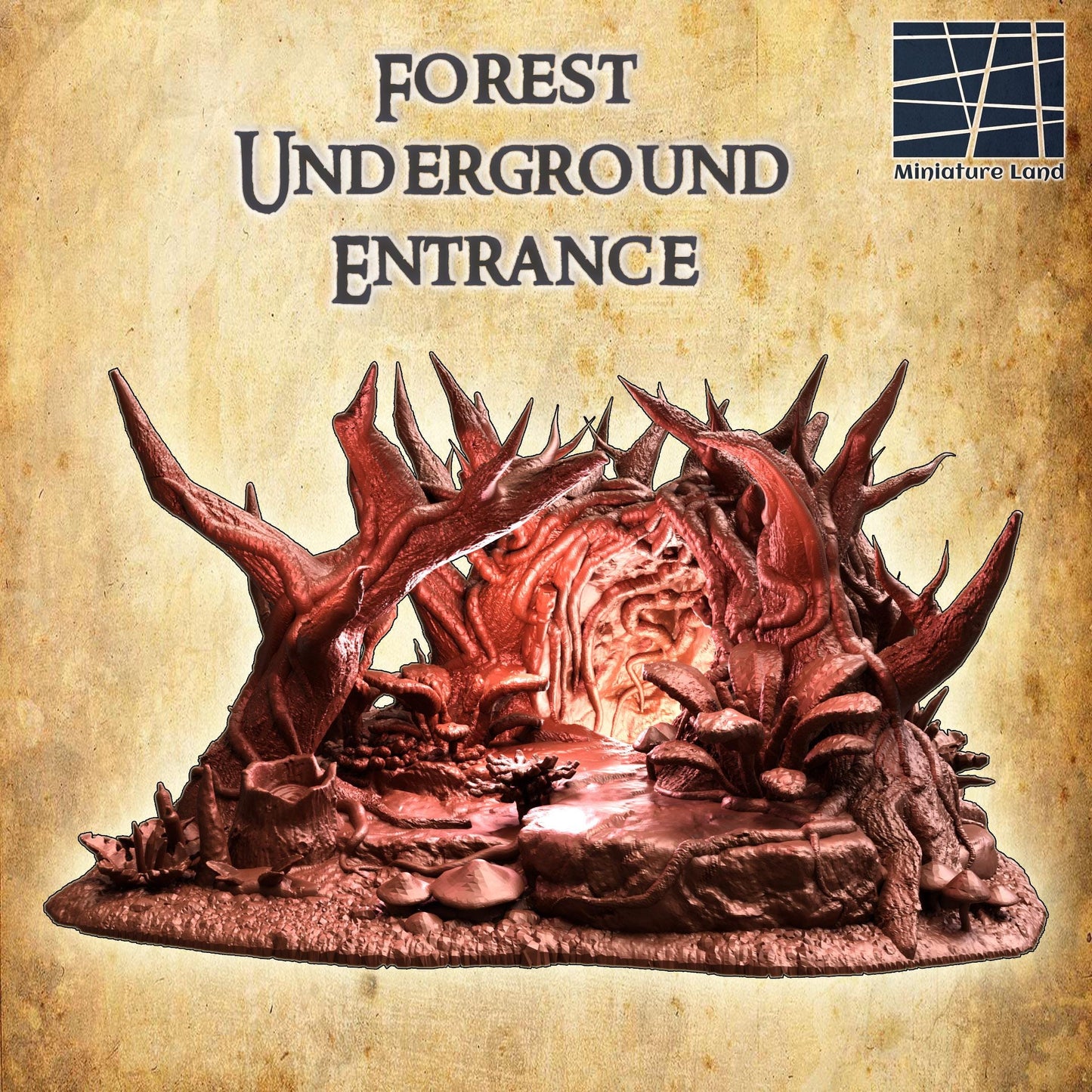 Forest Underground Entrance, Miniature Land | Dungeons and Dragons | Pathfinder | Table Top RPG | 3D Printed Model