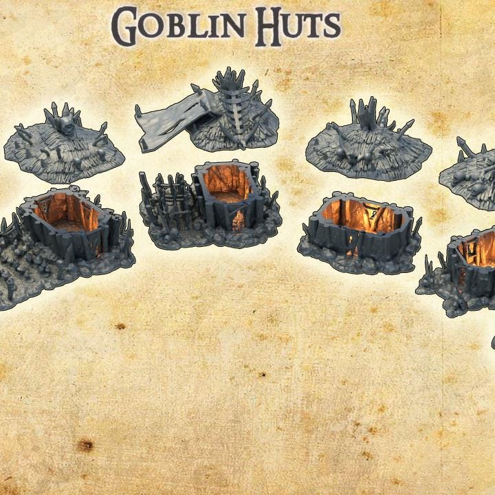 Goblin Huts, Miniature Land | Dungeons and Dragons | Pathfinder | Table Top RPG | 3D Printed Model